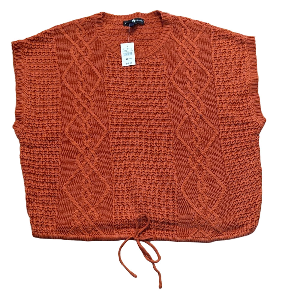 NWT Ashley Stewart Sleeveless Sweater Top Tie Waist Orange Rust Size 18/20